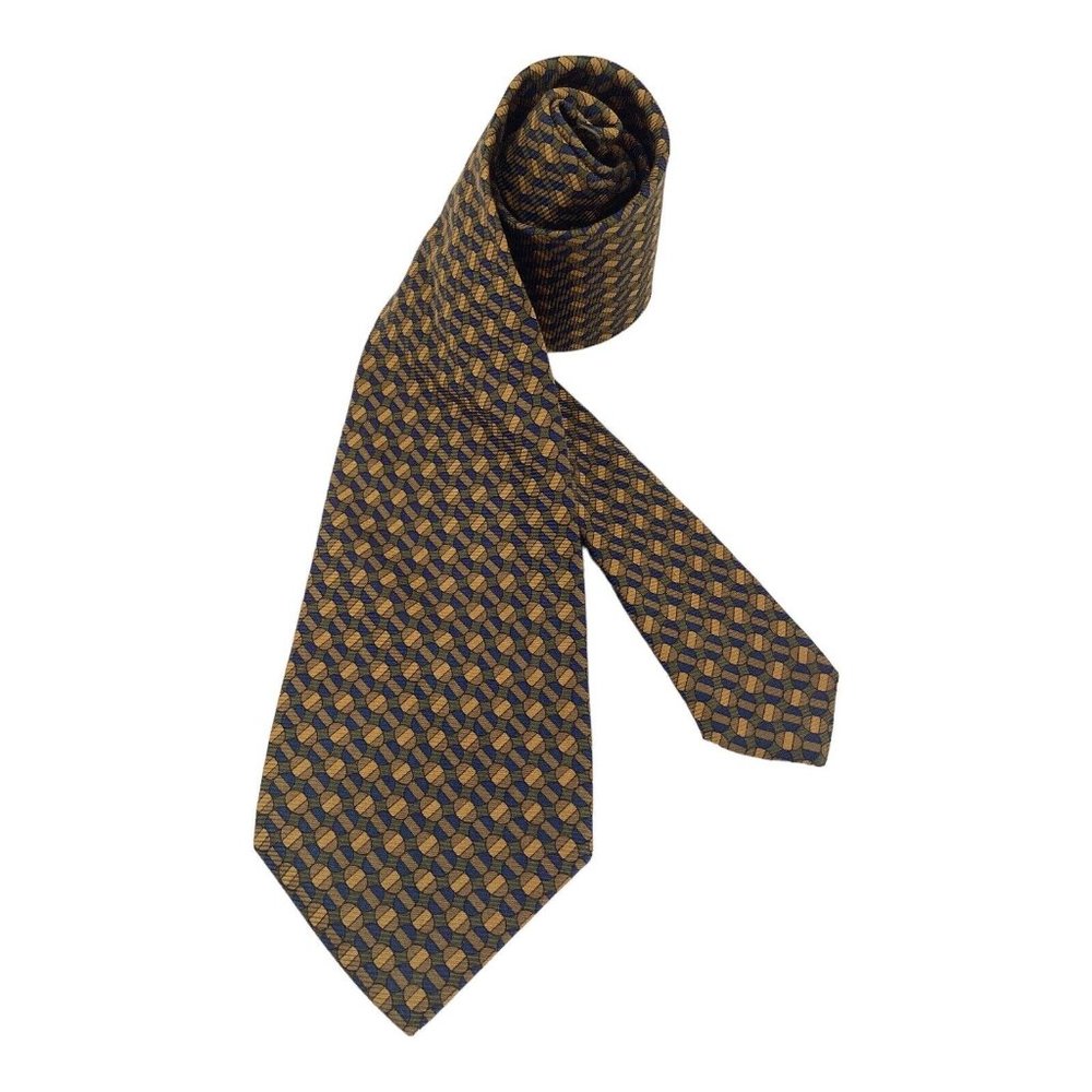 HARMONT & BLAINE Yellow Geometric Silk Tie Made In Italy 60"- 4" EX COND - Picture 4 of 6
